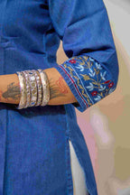 Midnight Bloom Denim Kurti