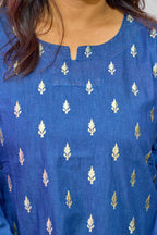 Midnight Leaf Denim Kurti