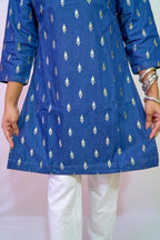 Midnight Leaf Denim Kurti
