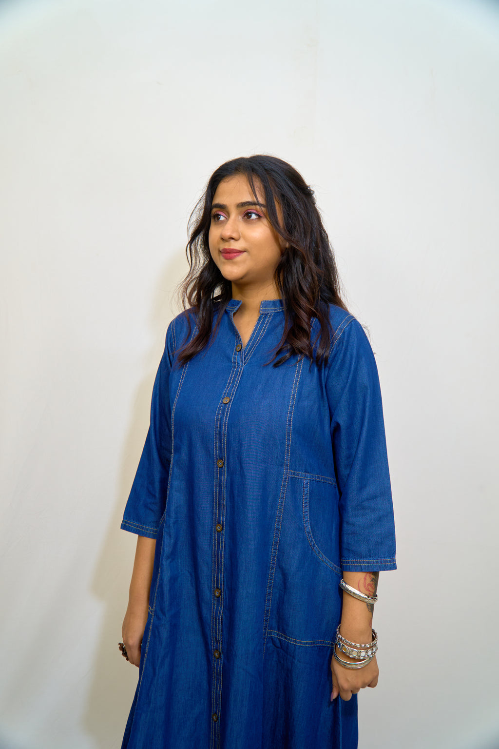 Indigo Stitchline Long Denim Kurti