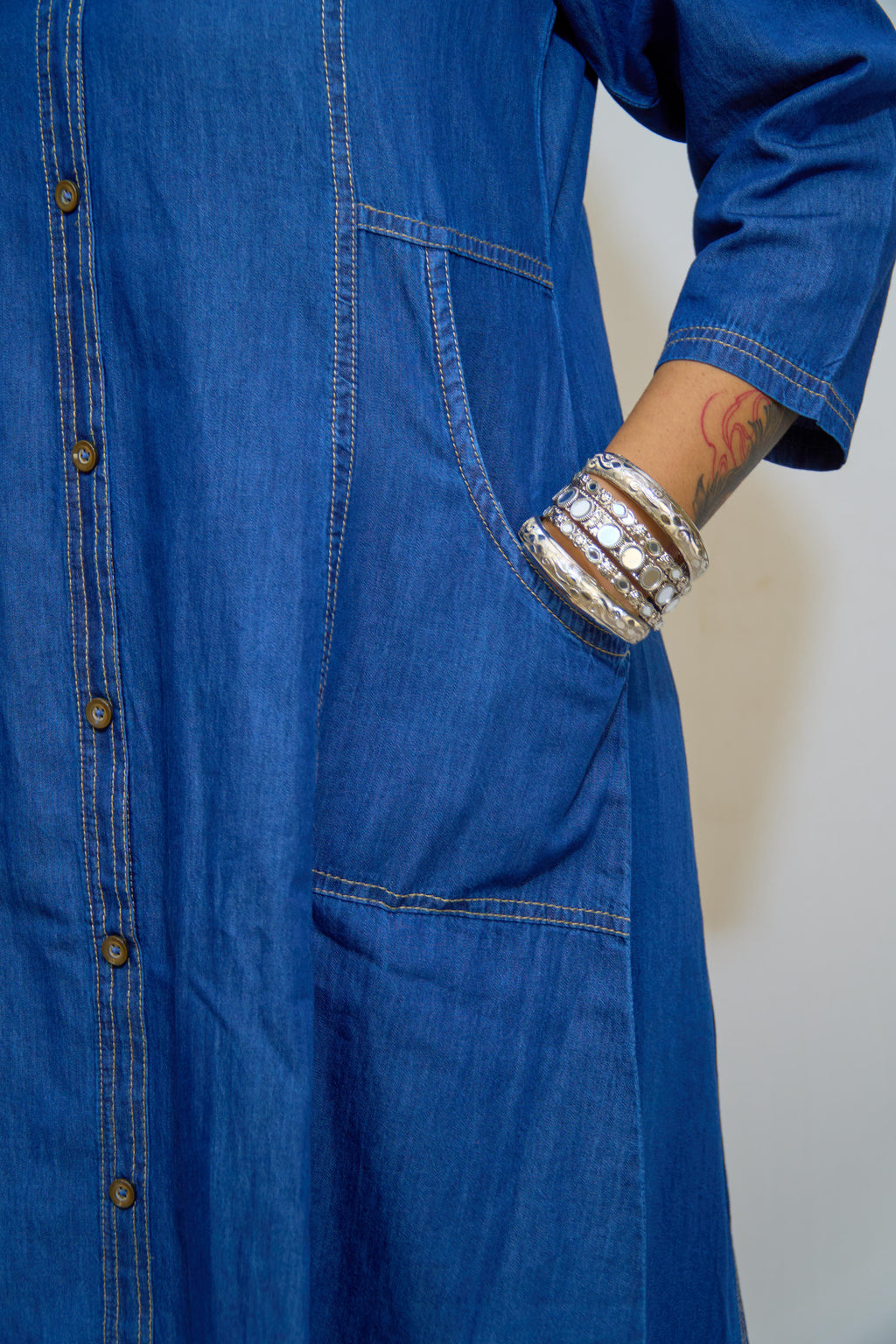 Indigo Stitchline Long Denim Kurti