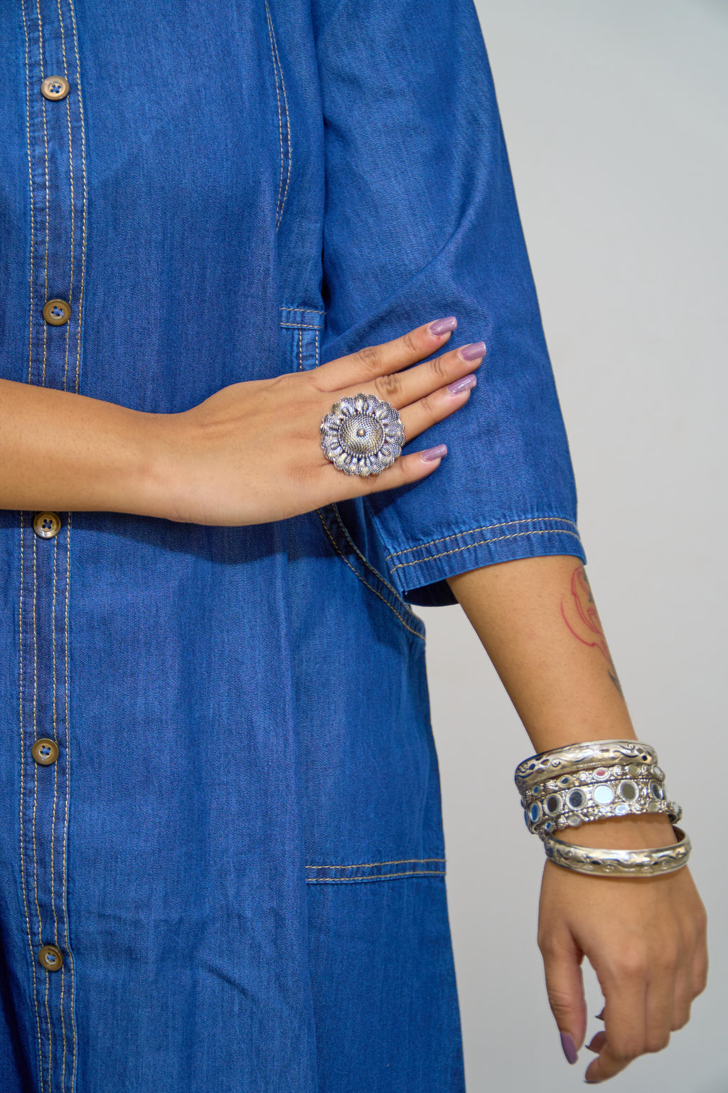 Indigo Stitchline Long Denim Kurti