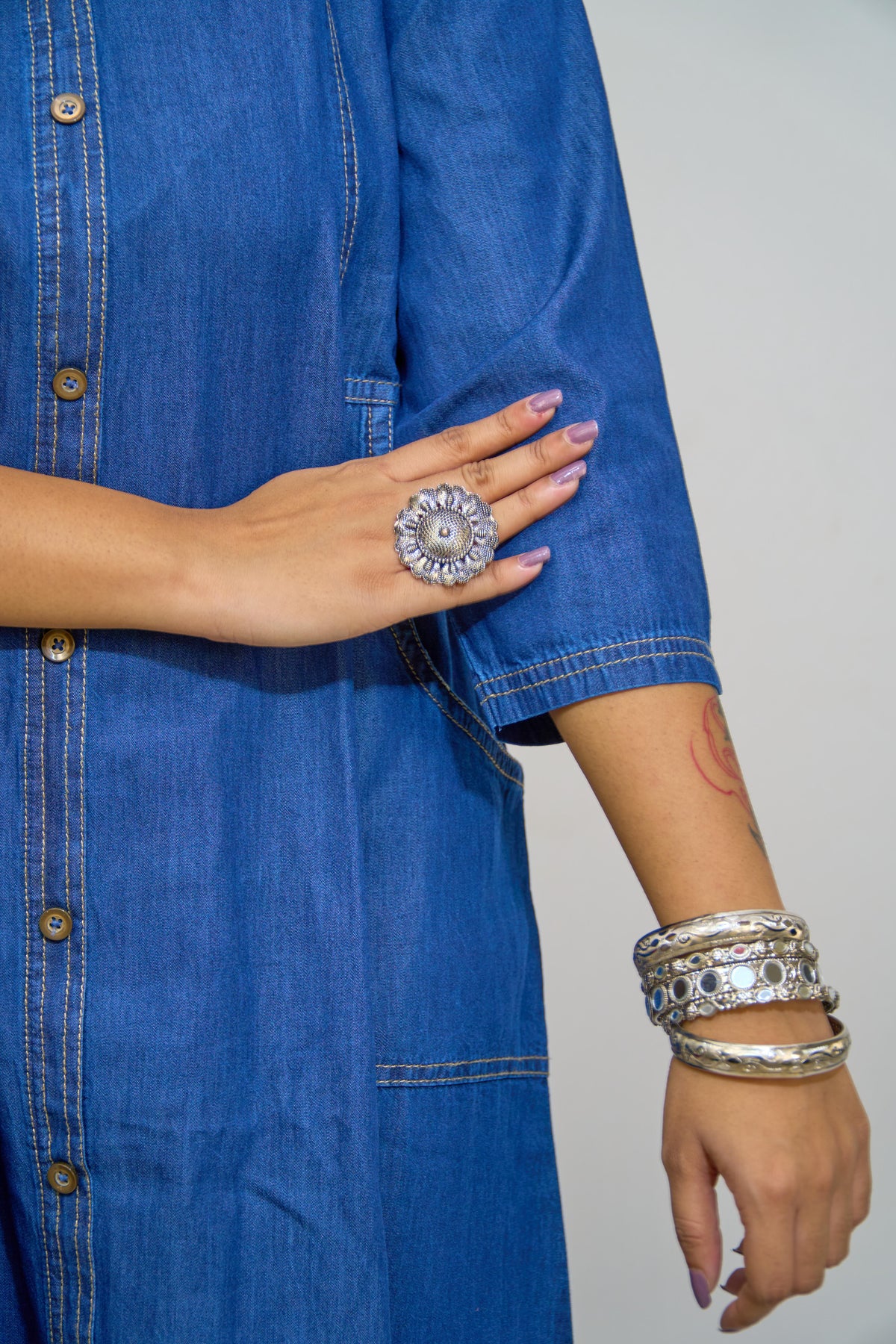 Indigo Stitchline Long Denim Kurti