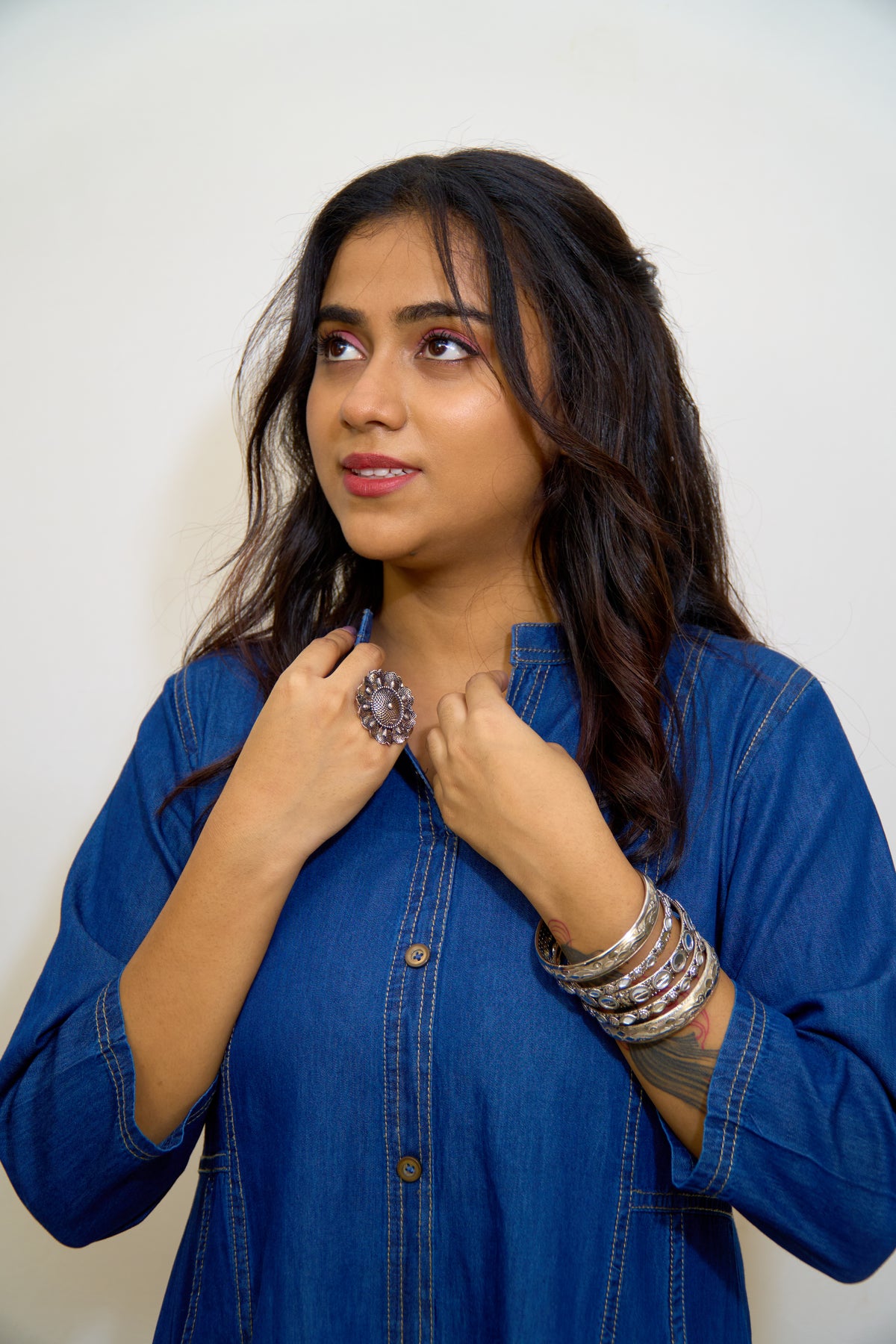 Indigo Stitchline Long Denim Kurti