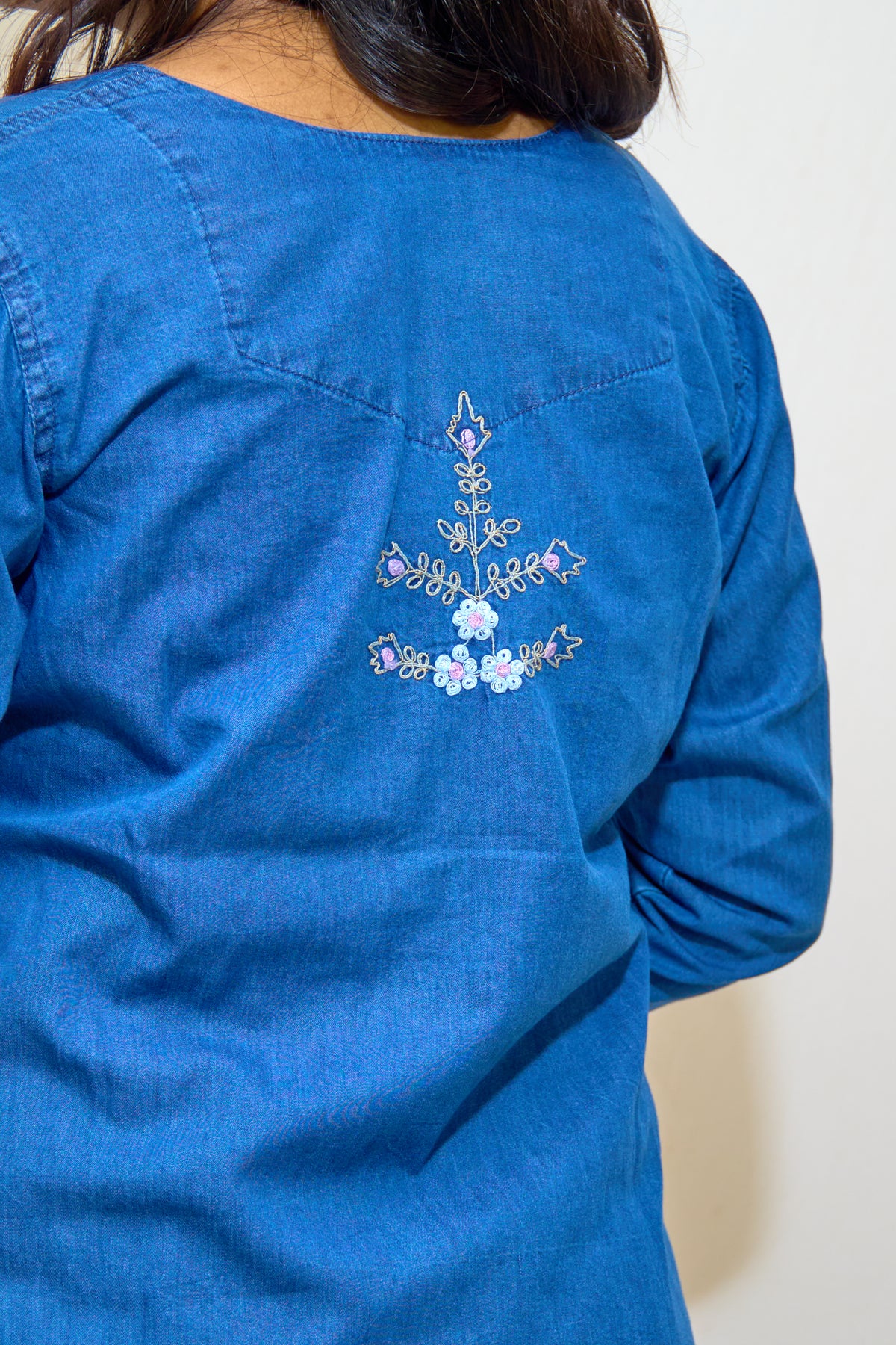 Blue Denim Embroidered Co-ord Set