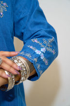 Blue Denim Embroidered Co-ord Set